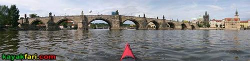 Prague kayak vltava kayakfari praha charles bridge czech republic Karlův most