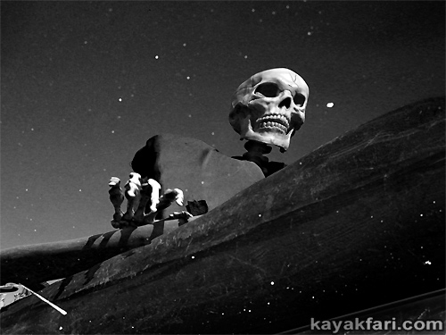 Flex Maslan halloween kayak skeleton kayakfari evil horror everglades humor paddle photography b&w dark nightmare skull zombie fun
