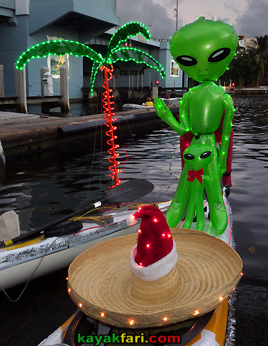 Flex Maslan Kayak Winterfest Boat Parade Christmas lights kayakfari alien Ft Lauderdale Holidays santa sombrero paddle photography 2015