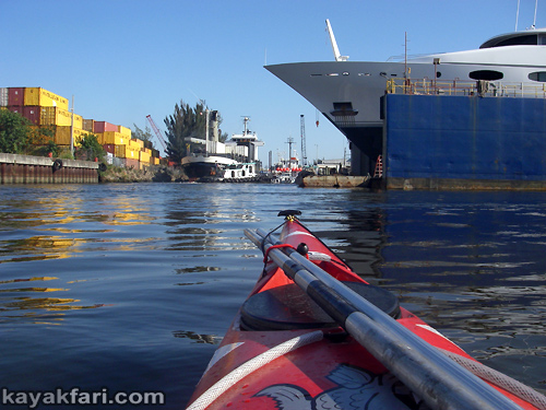 Flex Maslan kayak Miami river kayakfari ship tug Biscayne bay paddle Betty K florida photography shipyard freighter