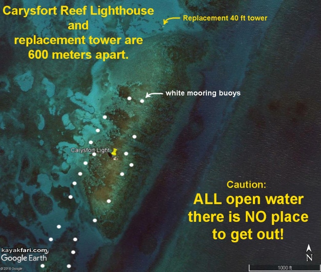 flex maslan Kayakfari carysfort reef lighthouse kayak paddle key largo pennekamp dive coral history photography surfski park platform satellite