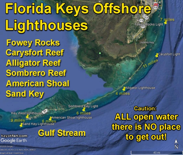 flex maslan kayakfari keys reef lighthouse paddle kayak fowey carysfort alligator sombrero american sand key offshore
