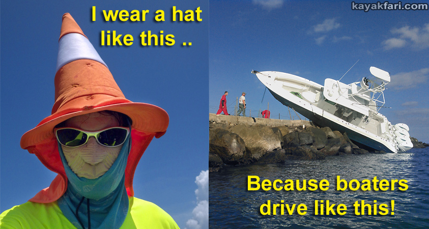 sombrero kayakfari safety orange cone hat kayak paddle navigation miami urban florida boating visual signal